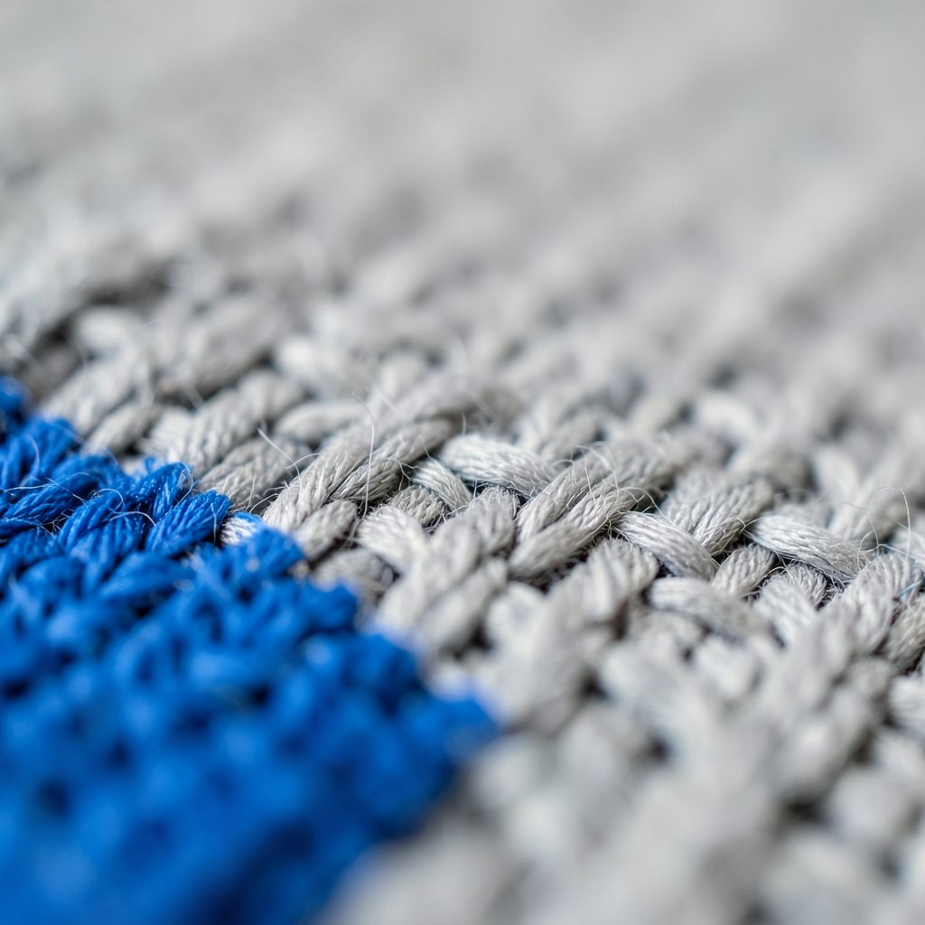 Extreme close-up of soft grey fabric weave texture with a calm neutral mood